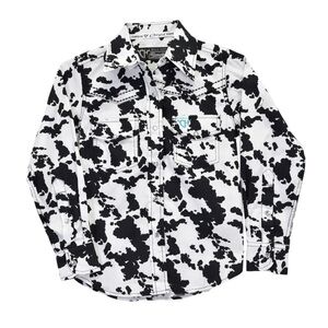 Cowgirl Hardware Girl’s “All Over Cow Print" Long Sleeve Western Shirt Size XL